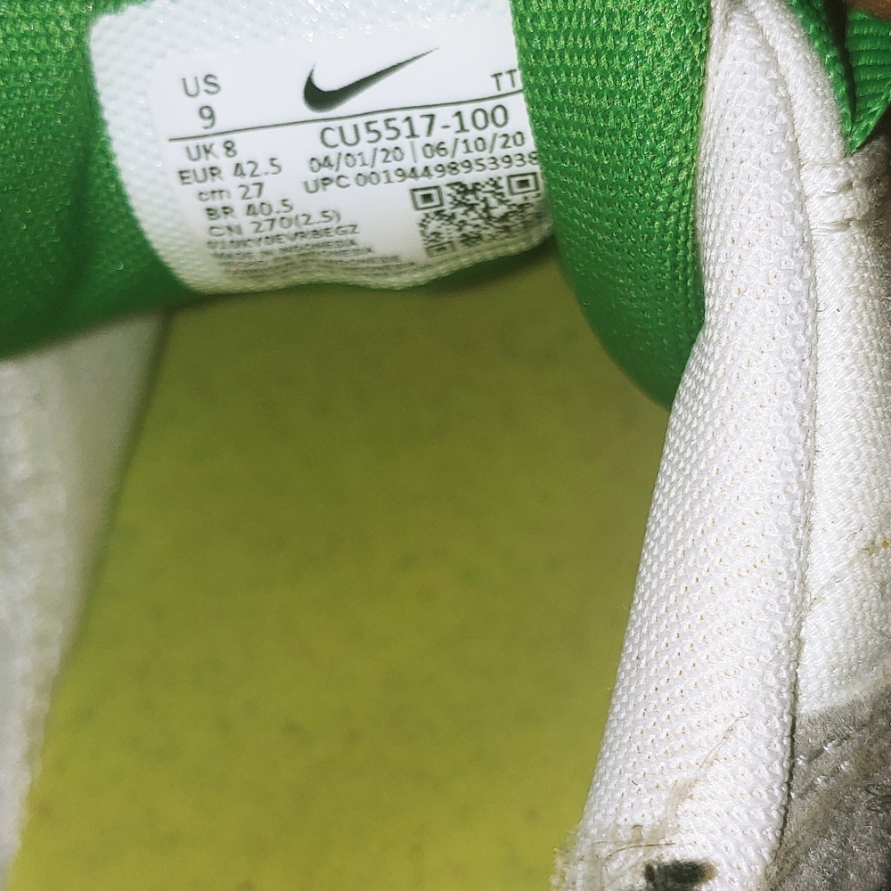 Nike White and Green Athletic Shoes